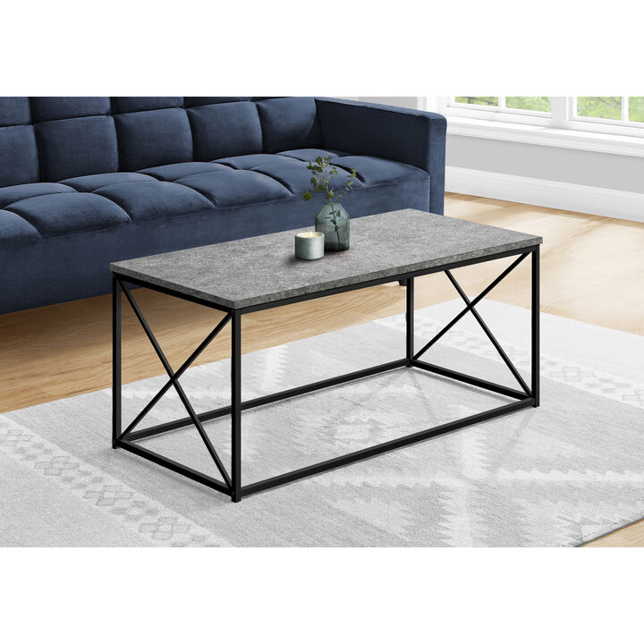 Monarch Specialties I 3785 Coffee Table, Accent, Cocktail, Rectangular, Living Room, 40"L, Metal, Laminate, Grey, Black, Contemporary, Modern