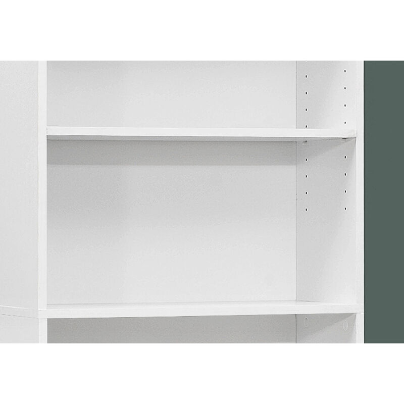 Monarch Specialties I 7470 Bookshelf, Bookcase, 6 Tier, 72"H, Office, Bedroom, Laminate, White, Transitional