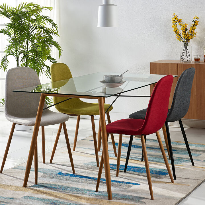 Teamson Home Minimalista Dining Chair with Wood Grain Metal Legs (Set of 2)