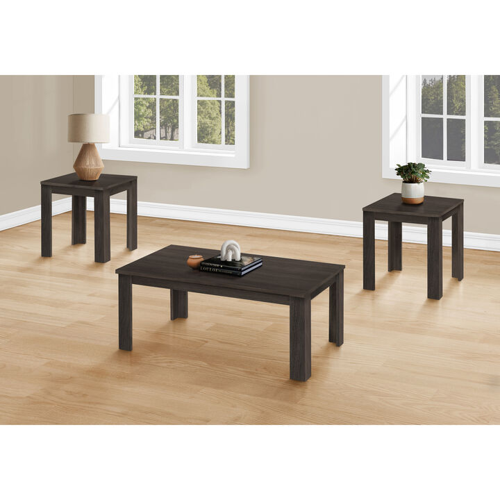 Monarch Specialties I 7863P Table Set, 3pcs Set, Coffee, End, Side, Accent, Living Room, Laminate, Brown, Transitional