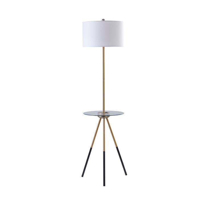 Teamson Home Myra Floor Lamp with Glass Table and Built-In USB, Gold