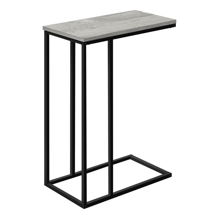 Monarch Specialties I 3762 Accent Table, C-shaped, End, Side, Snack, Living Room, Bedroom, Metal, Laminate, Grey, Black, Contemporary, Modern