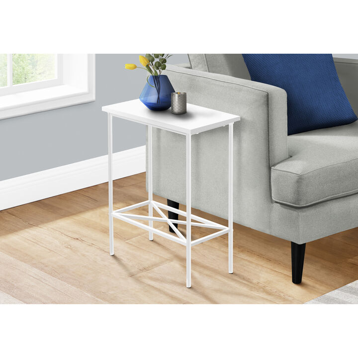 Monarch Specialties I 2079 Accent Table, Side, End, Narrow, Small, 2 Tier, Living Room, Bedroom, Metal, Laminate, White, Contemporary, Modern
