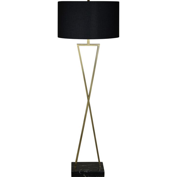 61.25" Black and Gold Crisscross Floor Lamp
