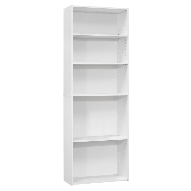 Monarch Specialties I 7470 Bookshelf, Bookcase, 6 Tier, 72"H, Office, Bedroom, Laminate, White, Transitional
