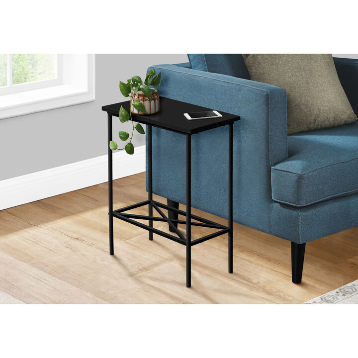 Monarch Specialties I 2078 Accent Table, Side, End, Narrow, Small, 2 Tier, Living Room, Bedroom, Metal, Laminate, Black, Contemporary, Modern