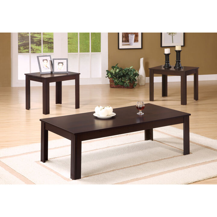 Monarch Specialties I 7842P Table Set, 3pcs Set, Coffee, End, Side, Accent, Living Room, Laminate, Brown, Transitional