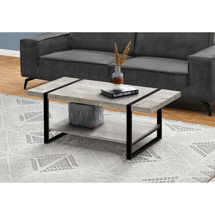 Monarch Specialties I 2855 Coffee Table, Accent, Cocktail, Rectangular, Living Room, 48"L, Metal, Laminate, Grey, Black, Contemporary, Modern