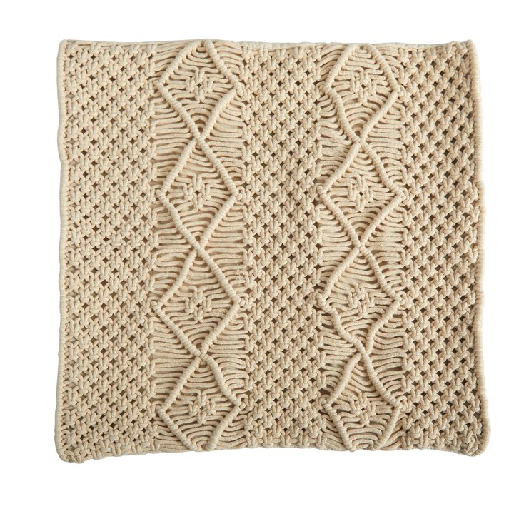 Nearly Natural 16-in BOHO Woven Macrame Decorative Pillow Cover