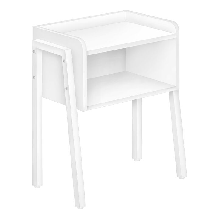 Monarch Specialties I 3594 Accent Table, Side, End, Nightstand, Lamp, Living Room, Bedroom, Metal, Laminate, White, Contemporary, Modern