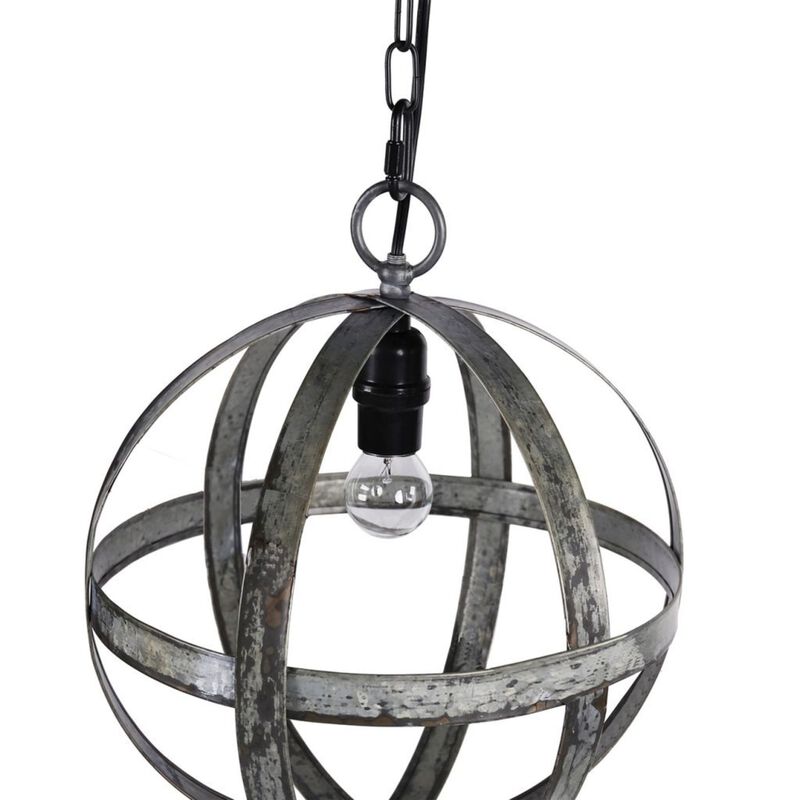 14" Antique Black Globe Style Spherical One-Light Chandelier