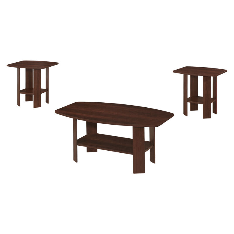 Monarch Specialties I 7923P Table Set, 3pcs Set, Coffee, End, Side, Accent, Living Room, Laminate, Brown, Transitional