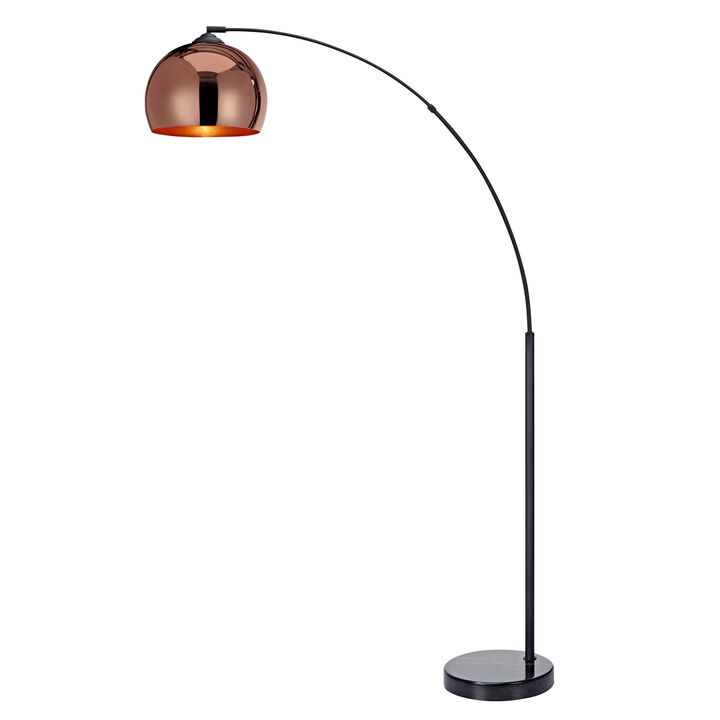 Teamson Home Arquer Arc 66.93" Metal Floor Lamp with Bell Shade, Rose Gold