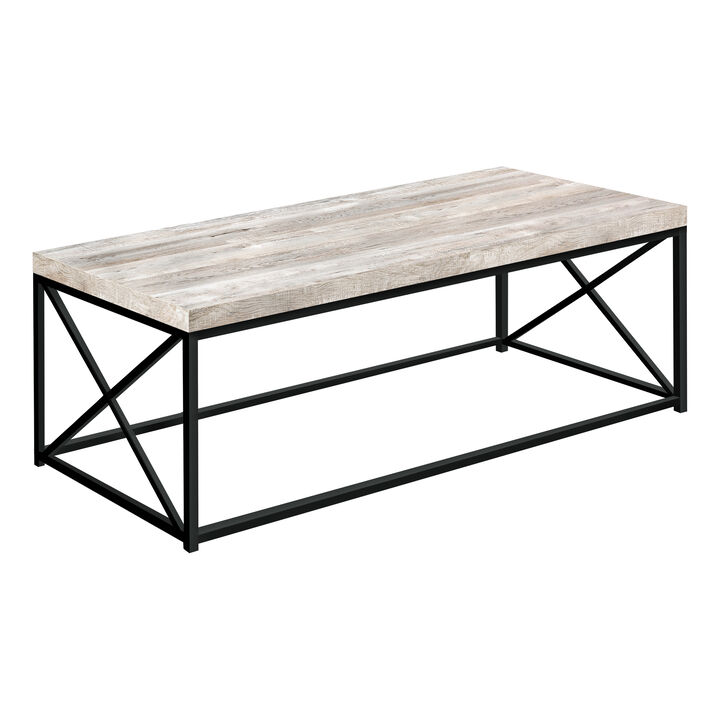 Monarch Specialties I 3418 Coffee Table, Accent, Cocktail, Rectangular, Living Room, 44"L, Metal, Laminate, Beige, Black, Contemporary, Modern