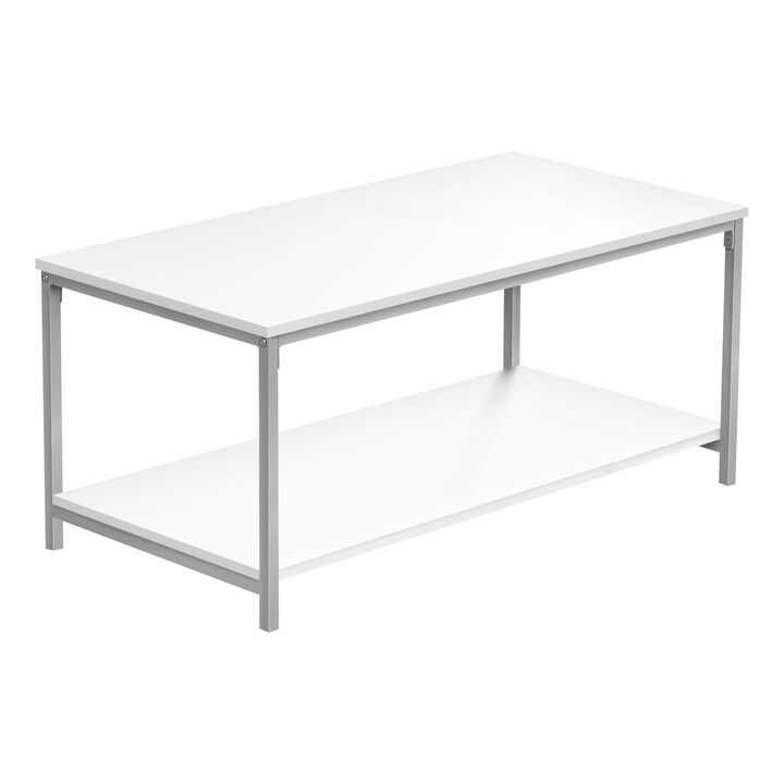 Monarch Specialties I 3800 Coffee Table, Accent, Cocktail, Rectangular, Living Room, 40"L, Metal, Laminate, White, Grey, Contemporary, Modern