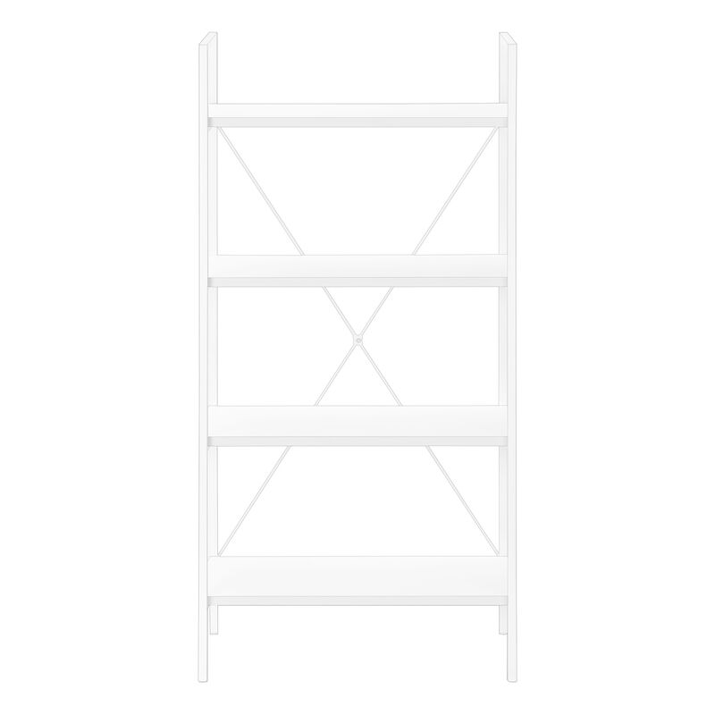 Monarch Specialties I 7801 Bookshelf, Bookcase, 4 Tier, 48"H, Office, Bedroom, Metal, Laminate, White, Contemporary, Modern