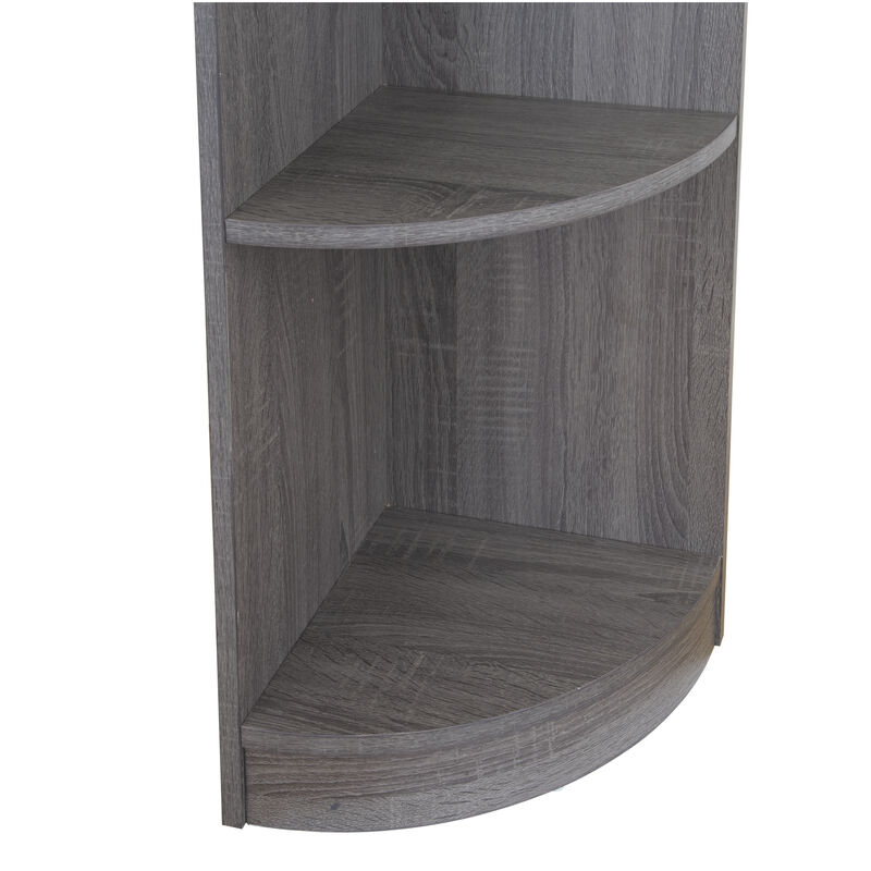 Distressed Grey 5 Tier Corner Bookcase Wooden Display Shelf Storage Rack Multipurpose Shelving Unit
