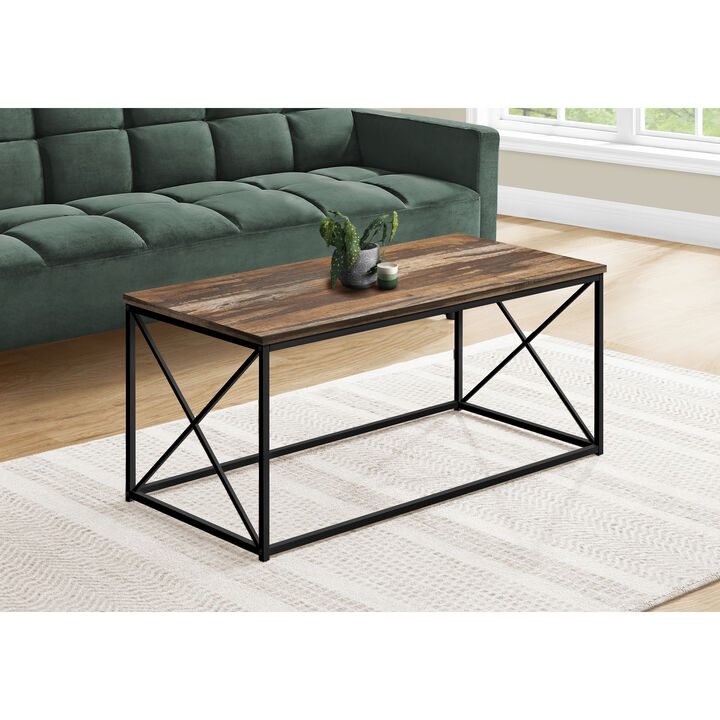 Monarch Specialties I 3784 Coffee Table, Accent, Cocktail, Rectangular, Living Room, 40"L, Metal, Laminate, Brown, Black, Contemporary, Modern