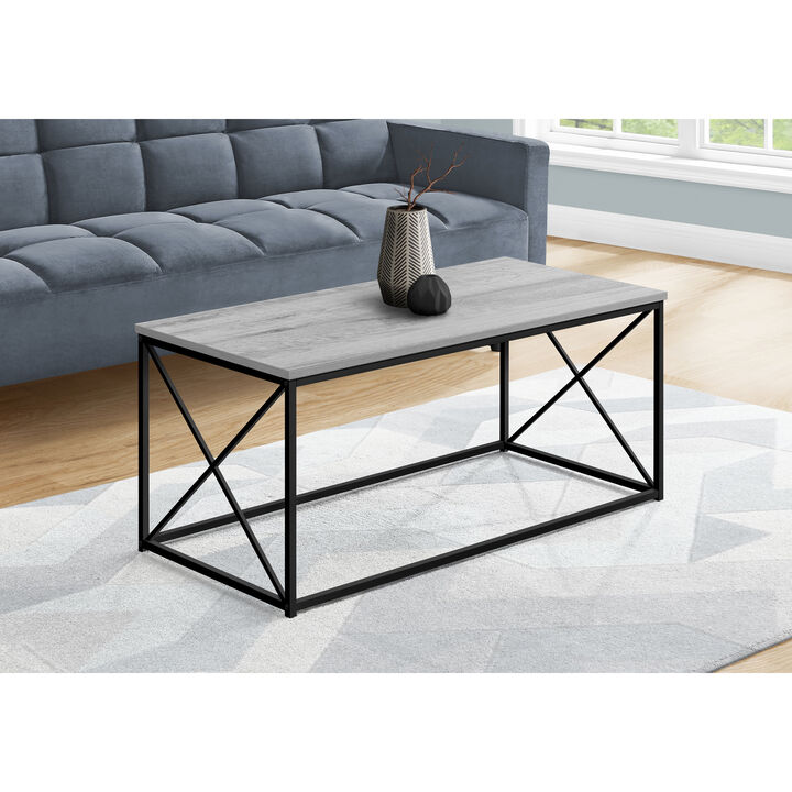 Monarch Specialties I 3782 Coffee Table, Accent, Cocktail, Rectangular, Living Room, 40"L, Metal, Laminate, Grey, Black, Contemporary, Modern