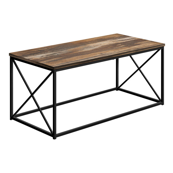 Monarch Specialties I 3784 Coffee Table, Accent, Cocktail, Rectangular, Living Room, 40"L, Metal, Laminate, Brown, Black, Contemporary, Modern