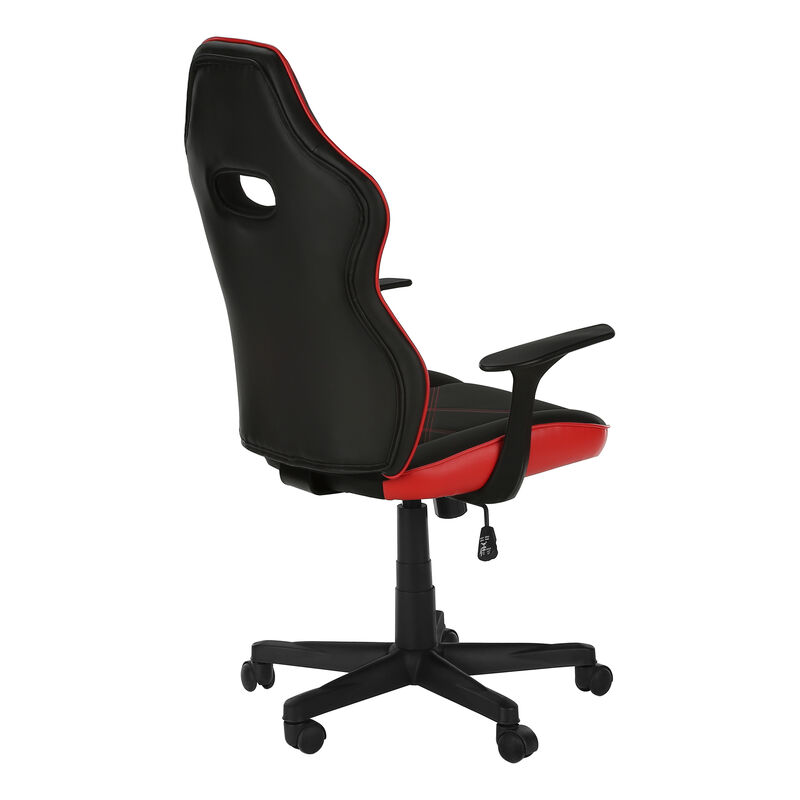 Monarch Specialties I 7327 Office Chair, Gaming, Adjustable Height, Swivel, Ergonomic, Armrests, Computer Desk, Work, Pu Leather Look, Metal, Red, Black, Contemporary, Modern