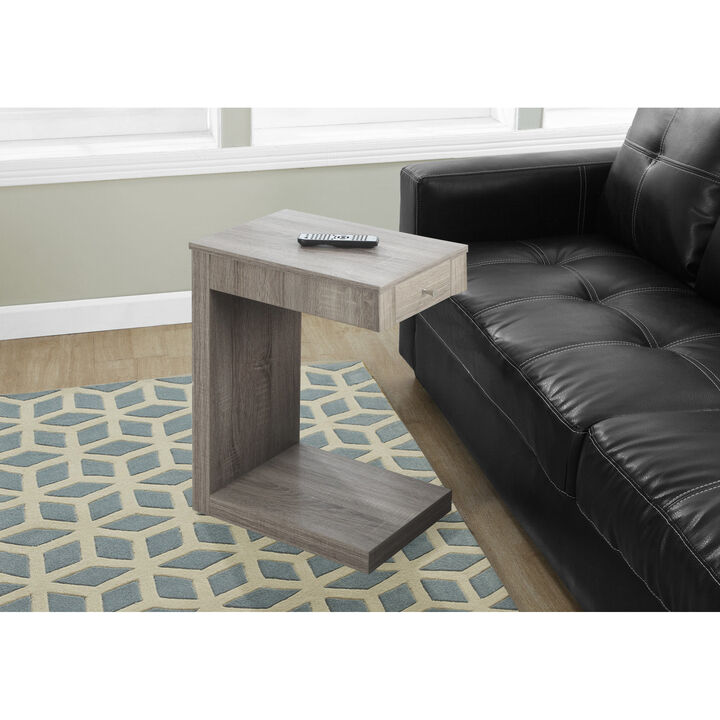 Monarch Specialties I 3191 Accent Table, C-shaped, End, Side, Snack, Storage Drawer, Living Room, Bedroom, Laminate, Brown, Contemporary, Modern