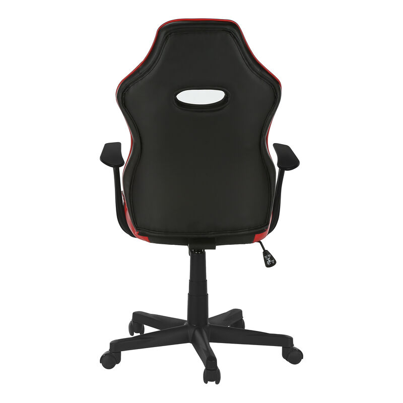 Monarch Specialties I 7327 Office Chair, Gaming, Adjustable Height, Swivel, Ergonomic, Armrests, Computer Desk, Work, Pu Leather Look, Metal, Red, Black, Contemporary, Modern