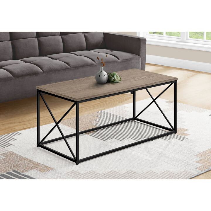 Monarch Specialties I 3786 Coffee Table, Accent, Cocktail, Rectangular, Living Room, 40"L, Metal, Laminate, Brown, Black, Contemporary, Modern