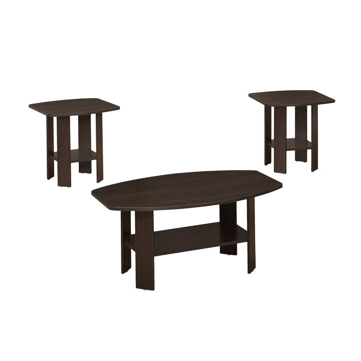 Monarch Specialties I 7924P Table Set, 3pcs Set, Coffee, End, Side, Accent, Living Room, Laminate, Brown, Transitional
