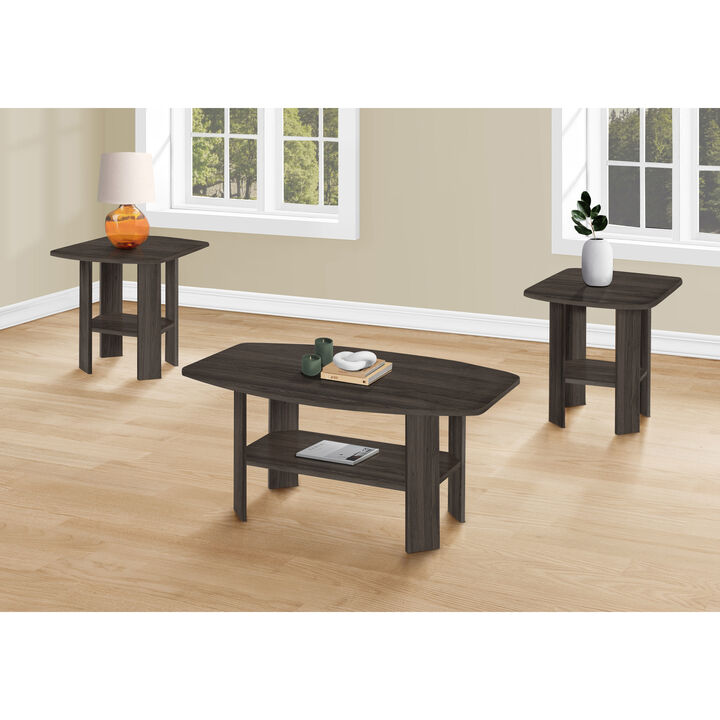 Monarch Specialties I 7873P Table Set, 3pcs Set, Coffee, End, Side, Accent, Living Room, Laminate, Brown, Transitional