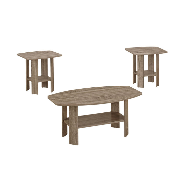 Monarch Specialties I 7927P Table Set, 3pcs Set, Coffee, End, Side, Accent, Living Room, Laminate, Brown, Transitional