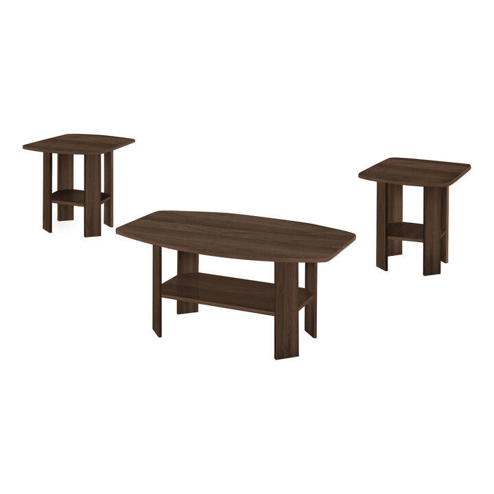 Monarch Specialties I 7872P Table Set, 3pcs Set, Coffee, End, Side, Accent, Living Room, Laminate, Walnut, Transitional