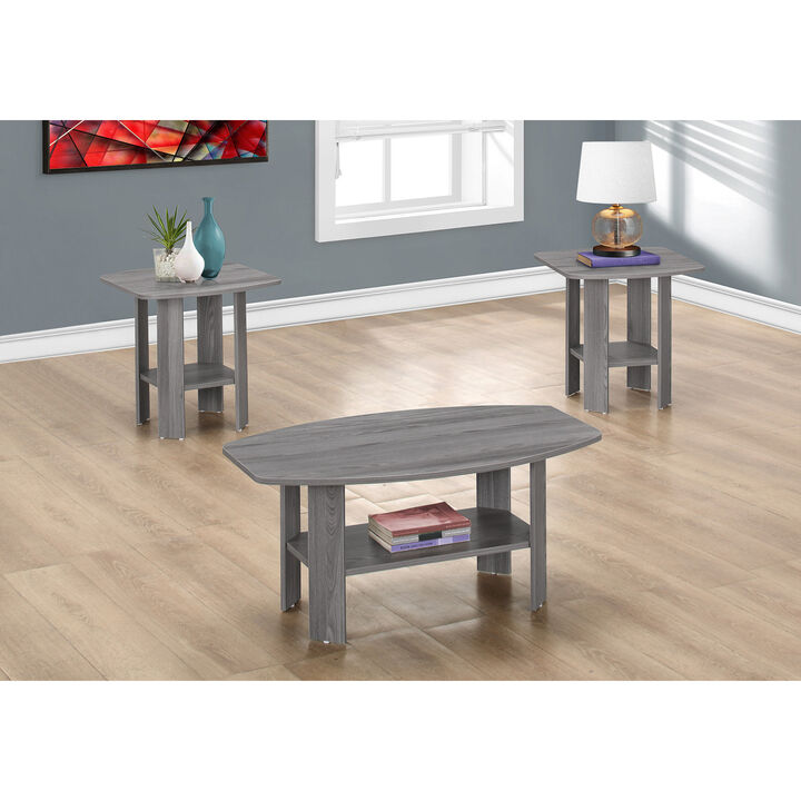 Monarch Specialties I 7925P Table Set, 3pcs Set, Coffee, End, Side, Accent, Living Room, Laminate, Grey, Transitional