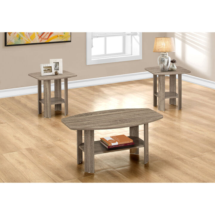 Monarch Specialties I 7927P Table Set, 3pcs Set, Coffee, End, Side, Accent, Living Room, Laminate, Brown, Transitional