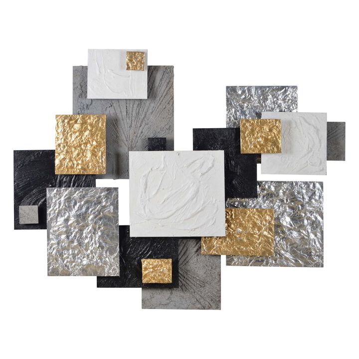 Silver and Gold Overlapping Squares Wall Decor 39.5" x 49"