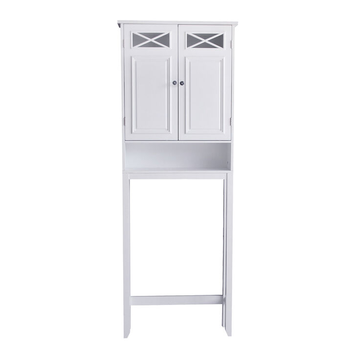 Teamson Home Dawson Wooden Space Saver with Cross Molding and 2 Doors, White