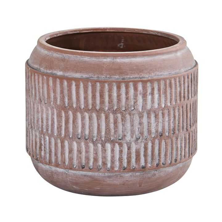 Nearly Natural 8-in Boho Chic Ceramic Embossed Planter