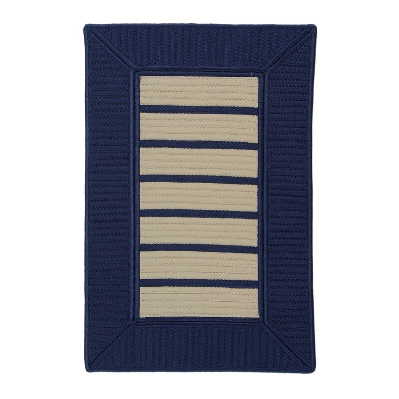 15' x 20' Navy Blue and Beige All Purpose Handcrafted Reversible Rectangular Outdoor Area Throw Rug
