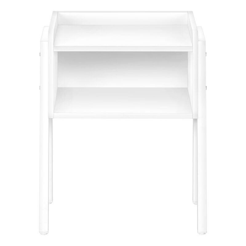 Monarch Specialties I 3594 Accent Table, Side, End, Nightstand, Lamp, Living Room, Bedroom, Metal, Laminate, White, Contemporary, Modern