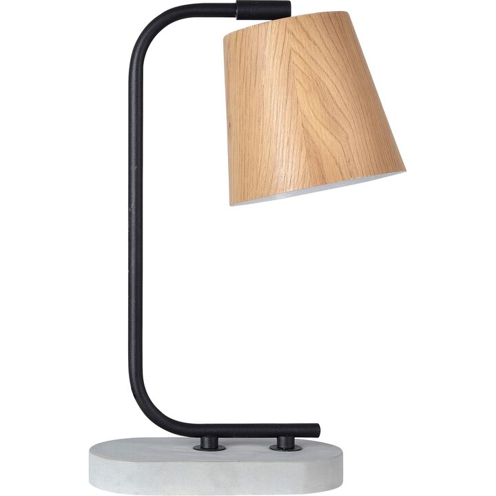 15" Black Powder Coated Table Lamp with Brown Modified Drum Shade