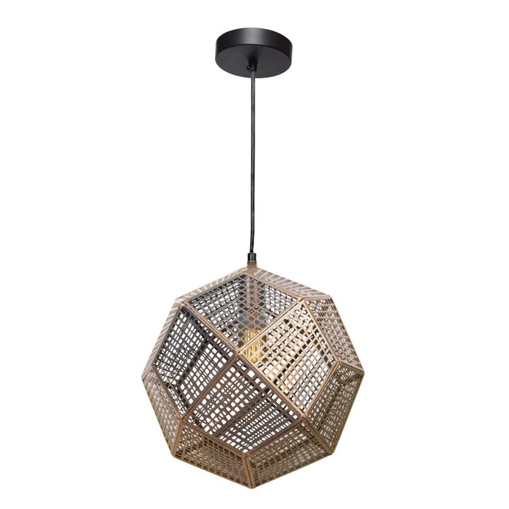 12" Black and Gold Disco Ball Ceiling Pendant Light Fixture