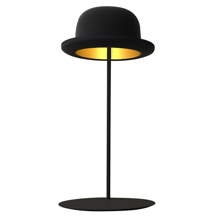 24" Black and Gold Table Lamp with Bowler Hat Lampshade