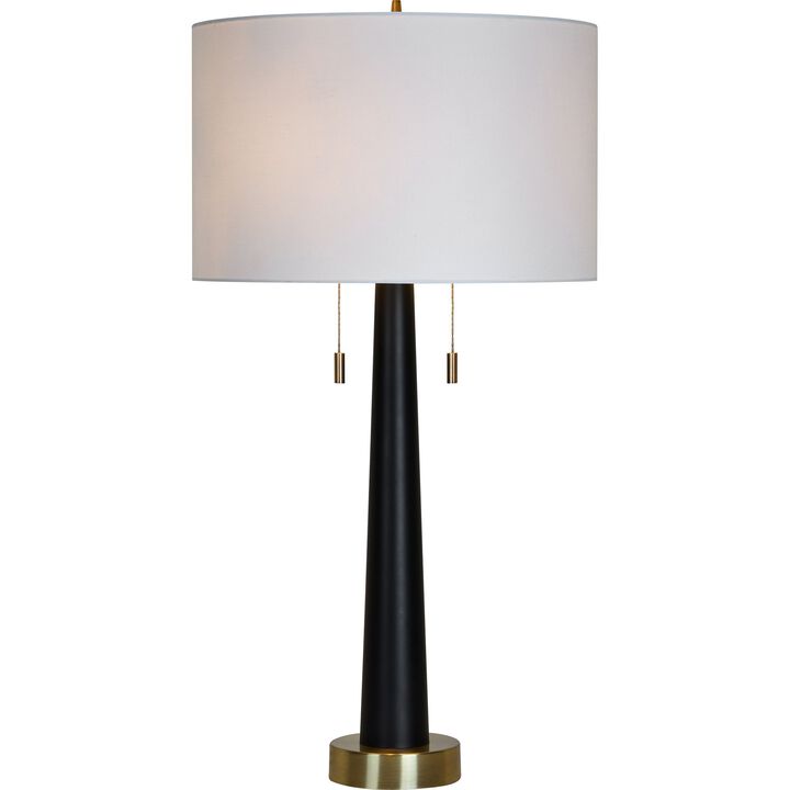 35" Tapered Iron Table Lamp with Off White Modified Drum Shade