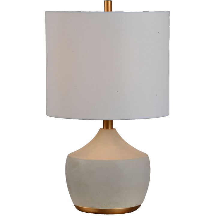 20" Gray and Gold Urn Table Lamp with White Drum Shade
