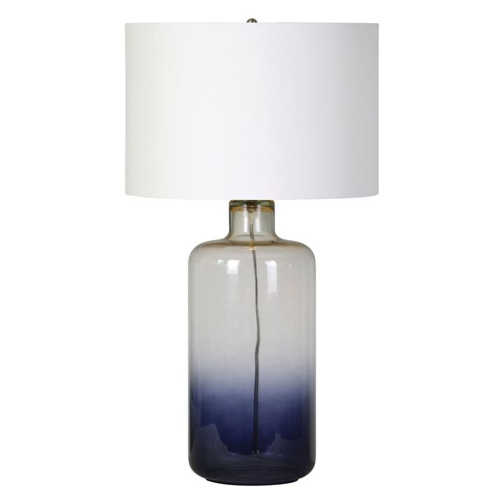 28" Blue Ombre Glass Table Lamp with White Drum Shade