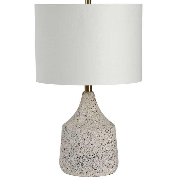 22" Antique Brass Terrazzo Table Lamp with Off White Modified Drum Shade