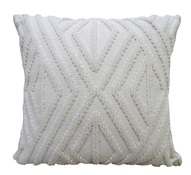 White Outdoor Indoor Decorative Diamond Pillow 18"x18"
