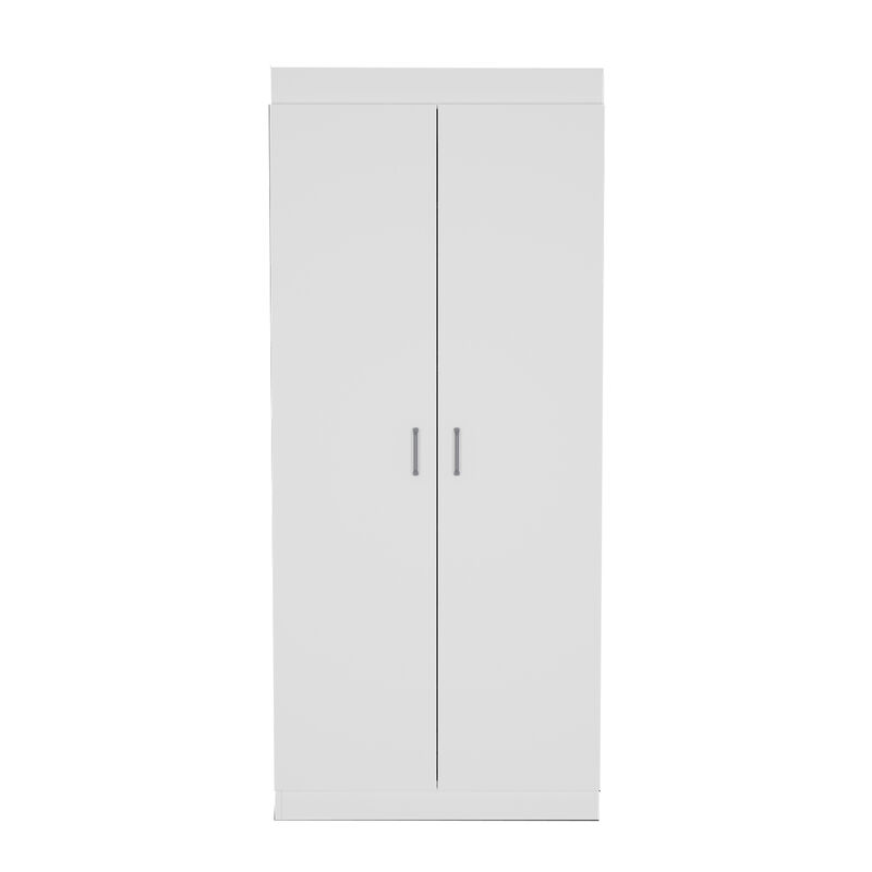 DEPOT E-SHOP Chad Pantry Double Door Cabinet, Five Shelves,Three Interior Door Shelves, White