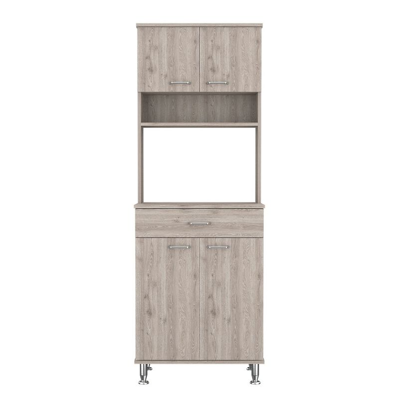 DEPOT E-SHOP Helis 60 Pantry Double Door Cabinet, One Drawer, Four Legs, Three Shelves
