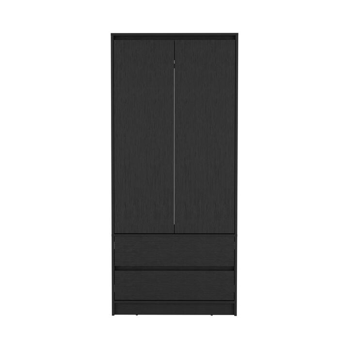 DEPOT E-SHOP Palmer 2 Drawers Armoire, Wardrobe Closet with Hanging Rod, Black